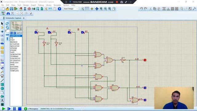 Comparator 2 bit with PROTEUS смотреть онлайн