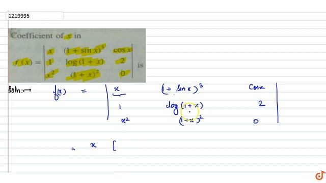 Coefficient of x in `f(x)=|(x,(1+sinx)^3,cosx),(1,log(1+x),2),(x^2,(1+x)^2,0)|` is смотреть онлайн
