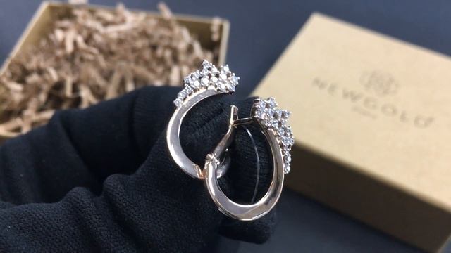 !Серьги 097146 из красного золота 585 пробы с фианитами смотреть онлайн