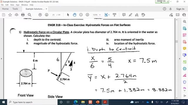 Hydrostatic Forces on Flat Surfaces, pt. 2 - ENGR 318, Class 8 (16 Sept 2021) смотреть онлайн