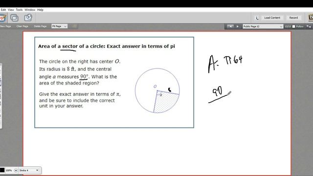 Area of a sector of a circle with exact answers in terms of pi смотреть онлайн