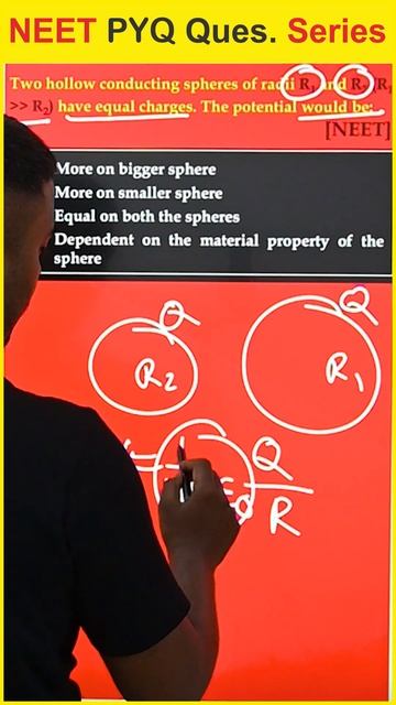 Two hollow conducting spheres of radii R1 and R2 (R1 R2) have equal charges. смотреть онлайн