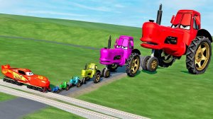 Огромные тракторы против Маквина! ЖЕСТЬ!  _ BeamNG.Drive