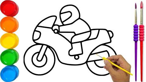 Красочные гоночные мотоциклы: рисование, раскрашивание и раскраска для начинающих и малышей смотреть онлайн
