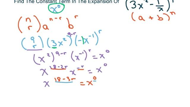 How To Find The Constant Term In The Expansion Of (3x^2-1/x)^9 смотреть онлайн