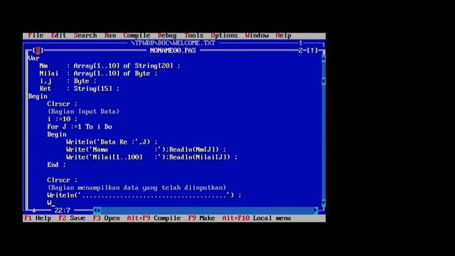 menginputkan nilai 10 orang mahasiswa (array) menggunakan aplikasi pascal di laptop смотреть онлайн