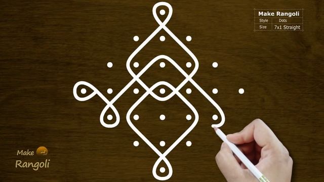 Simple Sikku Kolam with 7x1| Melika Muggulu Designs | Make Rangoli | Kolam смотреть онлайн