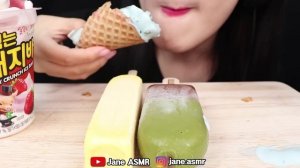 ASMR RAINBOW ICE CREAM *PARFAIT, STRAWBERRY, GREEN TEA, CORN 무지개 아이스크림, 파르페, 딸기, 녹차 먹방 MUKBANG