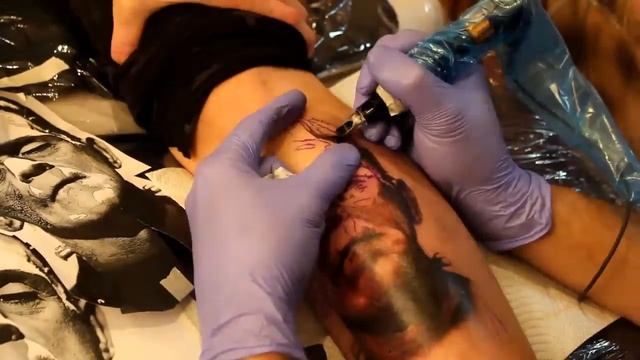 Tattoo Time Lapse by Daniel - Frankenstein Black and Grey смотреть онлайн