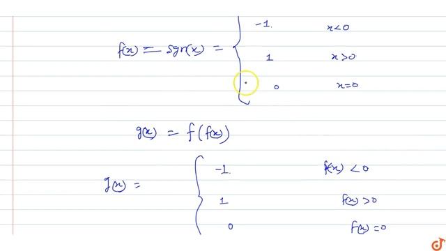 If `f(x)=sgn(x)={(|x|)/x,x!=0, 0, x=0 and g(x)=f(f(x)),`then at `x=0,g(x)` is смотреть онлайн