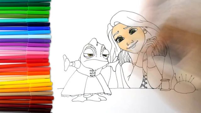 How to Draw Rapunzel and Pascal - learn to draw - drawing lessons - coloring pages смотреть онлайн