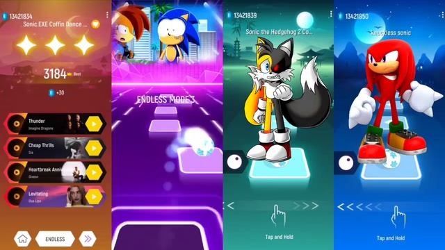 Sonic exe 🆚 Spider Man Sonic 🆚 Tails exe Sonic 🆚 Knuckles Sonic | Sonic EDM Rush Tiles Hop смотреть онлайн