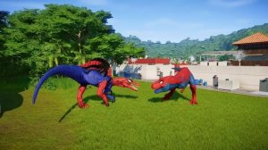 RED SPIDERMAN TEAM 2 Battle in Jurassic World SuperHero Spider-man Dinosaurs!