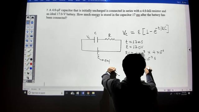 Capacitor and Resistor in series# EMF given # Calculate energy stored in the capacitor смотреть онлайн