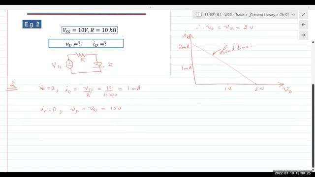 EE 321 - Lec 04 - 22_01_10 - Ch 1 (Load Line, Ideal Diode) смотреть онлайн