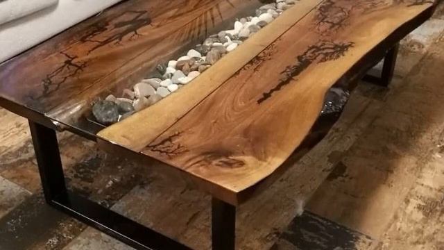 bog oak and epoxy resin coffee table - river table смотреть онлайн