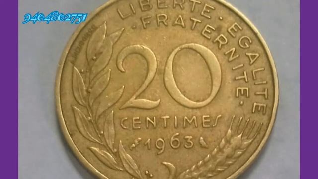 France 20 Centimes ( Twenty Cents ) 1963 coin , REPUBLIQUE FRANÇAISE LAGRIFFOUL ,* Henri Lagriffou смотреть онлайн