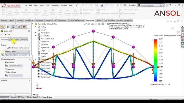 Solidworks simulations 138 |Static structural analysis of Truss Bridge Project смотреть онлайн