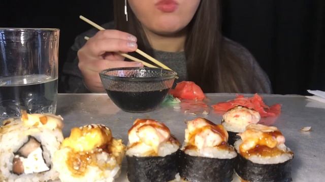 ASMR SUSHI (baked Sushi Rolls) Eating Sounds (No Talking)