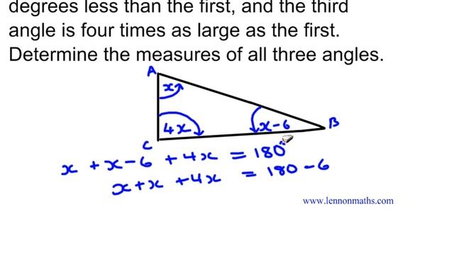 Linear Equation Word Problem - Sum of angles in a triangle смотреть онлайн
