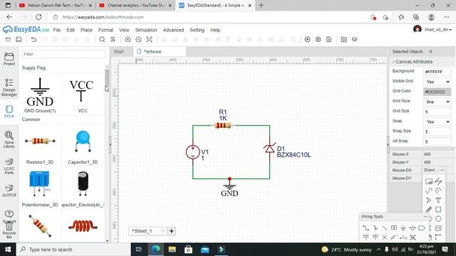 zener diode simulation in easyEDA | how to use zener diode in easyEDA online simulator смотреть онлайн