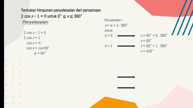 TENTUKAN HIMPUNAN PENYELESAIAN DARI PERSAMAAN 2 COS X-1=0 Defita Naila_11A1-2020 смотреть онлайн