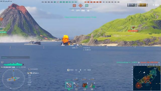 German battleship Von der Tann. Naval battle-2. Game World Of Warships смотреть онлайн