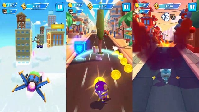 Talking Tom Hero Dash - Jet Bike vs Hyperboard vs Laser Ship [Angela,Ginger,Tom] смотреть онлайн