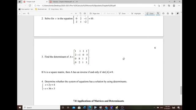 The Secret of Finding Determinant of Any Size of a Square Matrix Pre Calculus Honors 9.7 смотреть онлайн