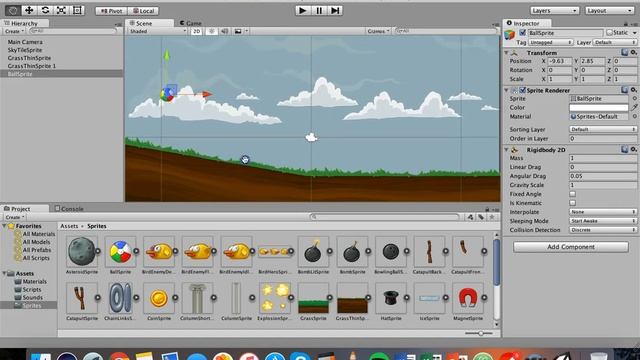 Unity 2D Game Design Tutorial 3 - Adding physics and colliders to objects смотреть онлайн