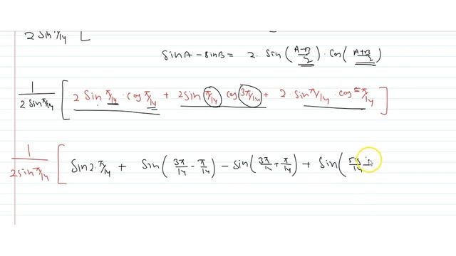 `cos(pi/14)+cos(3pi/14)+cos(5pi/14)=kcot(pi/14)` then K is equal to смотреть онлайн
