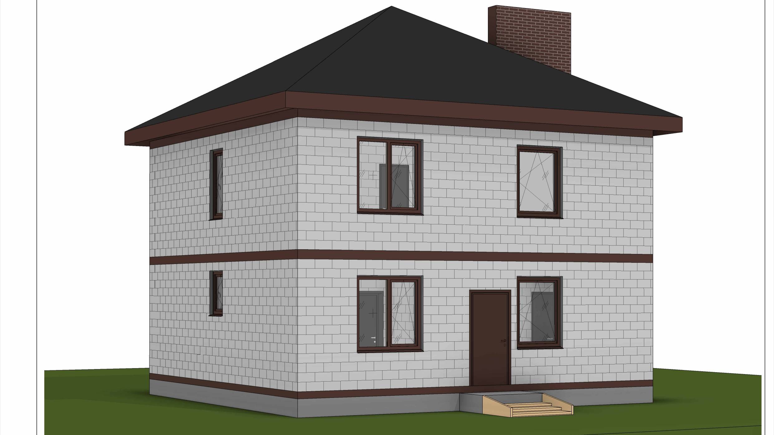 Эскизный проект двухэтажного дома 9х9 м из теплоблоков смотреть онлайн