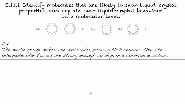 C.11.1 Identify molecules that are likely to show liquid-crystal properties, and explain... смотреть онлайн