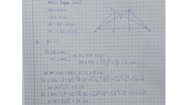 In figura alaturata ese desenat un trapez isoscel ABCD, cu baza mare AB=21 cm, baza mica CD=9 cm смотреть онлайн