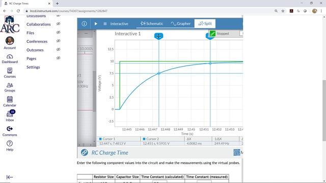 RC Charge Time Measurement in Multisim смотреть онлайн