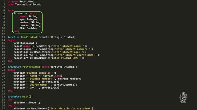 Records (Swinburne CodeCasts - Introduction to Programming in Pascal 4.1) смотреть онлайн