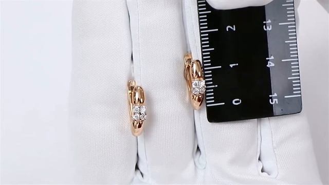 Золотые серьги AQUAMARINE с фианитом 46116 смотреть онлайн