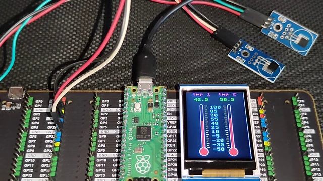 RP2040 Raspberry PI PICO - Dual DS18B20 Temperature Sensor Read and Show in Waveshare TFT Display смотреть онлайн