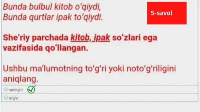 Boshlangʻich Sinf Oʻqituvchilari Uchun Ona Tili Atestatsiya Testlarimizni Yechamiz 2022