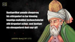 JALOLIDDIN RUMIYNING BU HIKMATLARI JUDA KUCHLI | ЖAЛОЛИДДИН РУМИЙНИНГ БУ ҲИКМAТЛAРИ ЖУДA КУЧЛИ