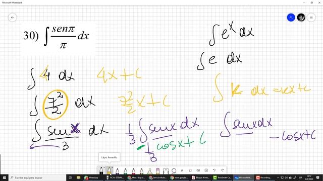 Integrales indefinidas. 30) integral(sen(pi)/pi) dx смотреть онлайн