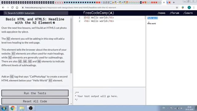 (Basic HTML and HTML5) [Headline with the h2 Element] смотреть онлайн