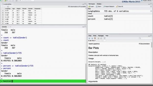 Bar Charts and Pie Charts in R | R Tutorial 2.1 | MarinStatsLectures