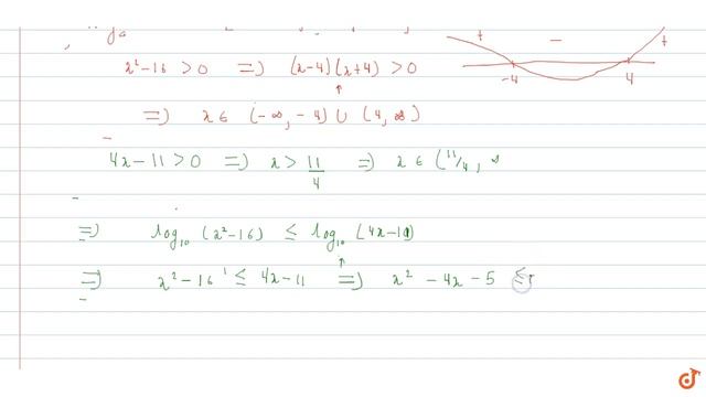IIT JEE LOGARITHM The solution set of the inequality `(log)_(10)(x^2-16)lt=(log)_(10)(4x-11)`
is
.. смотреть онлайн