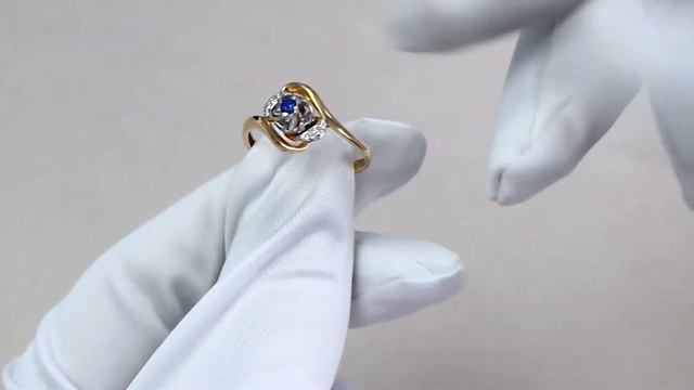 Золотое кольцо AQUAMARINE с фианитом 60000-7 смотреть онлайн