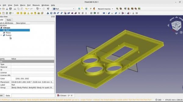 FreeCAD Разрезаем модель плоскостью Slice apart