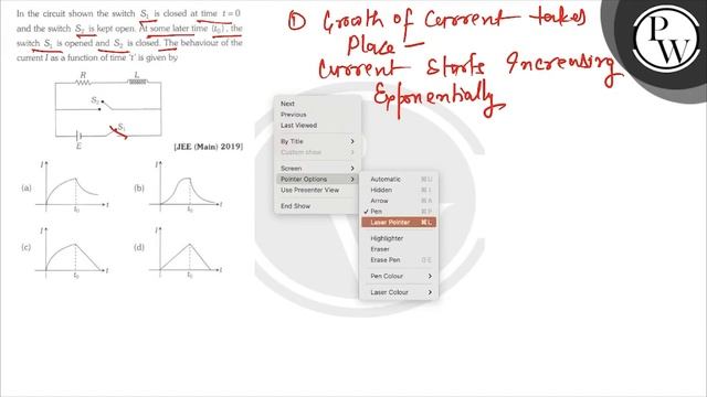 In the circuit shown the switch \( S_{1} \) is closed at time \( t=0 \) and the switch \( S_{2} ... смотреть онлайн