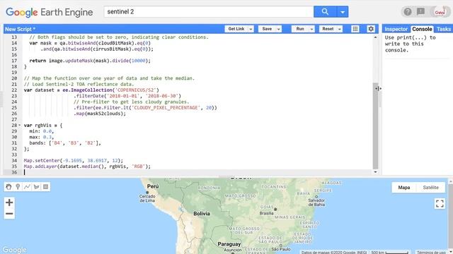 🌎Google Earth Engine ⚙️ Filtrar imagen Sentinel-2 - catálogo de imágenes - Máscara Nubes - Mosaico смотреть онлайн