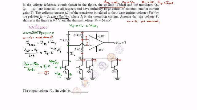 GATE 2017 Find the output voltage of the circuit shown смотреть онлайн