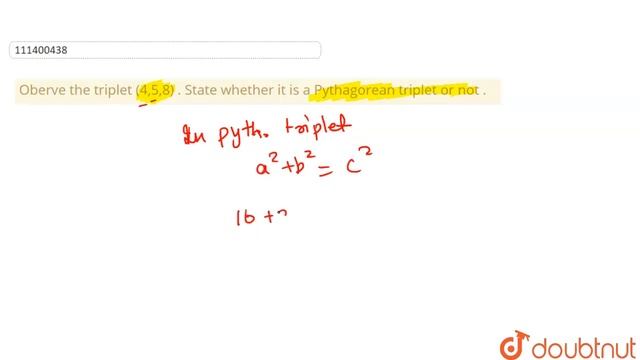 (B) Solve the following subquestions : Oberve the triplet (4,5,8) . State whether it is a Pythago смотреть онлайн
